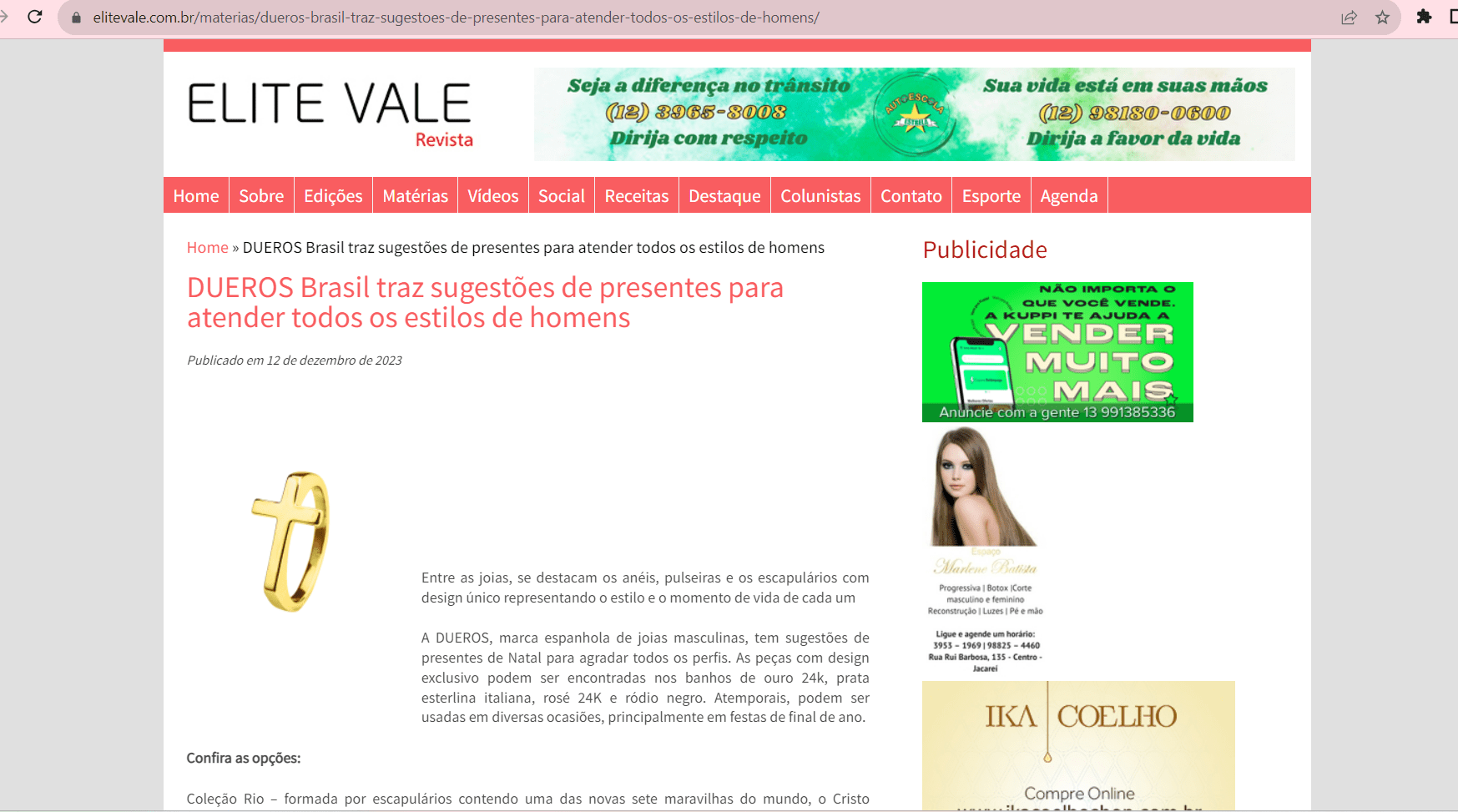 DUEROS é notícia na Revista Elite Vale - DUEROS Brazil