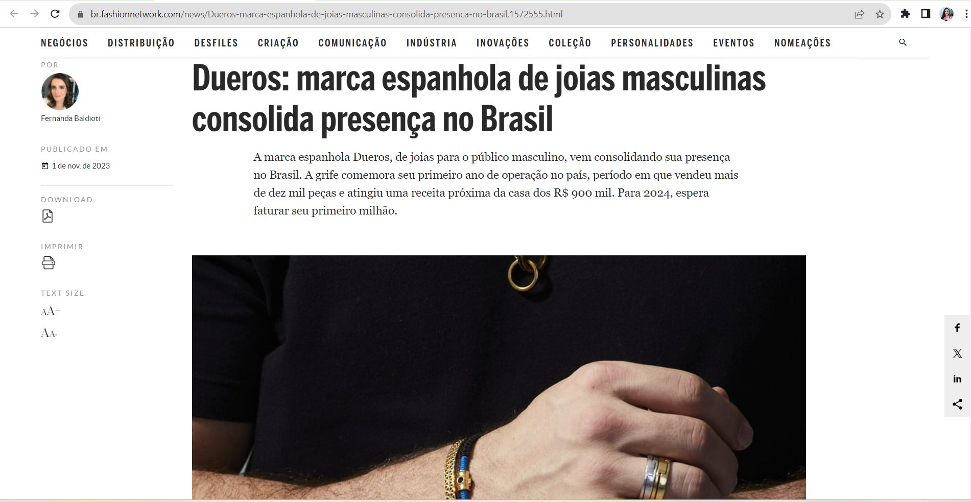 Dueros sai na Fashion Network - DUEROS Brazil