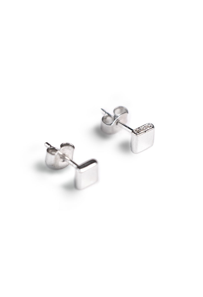 Silver Button Earring