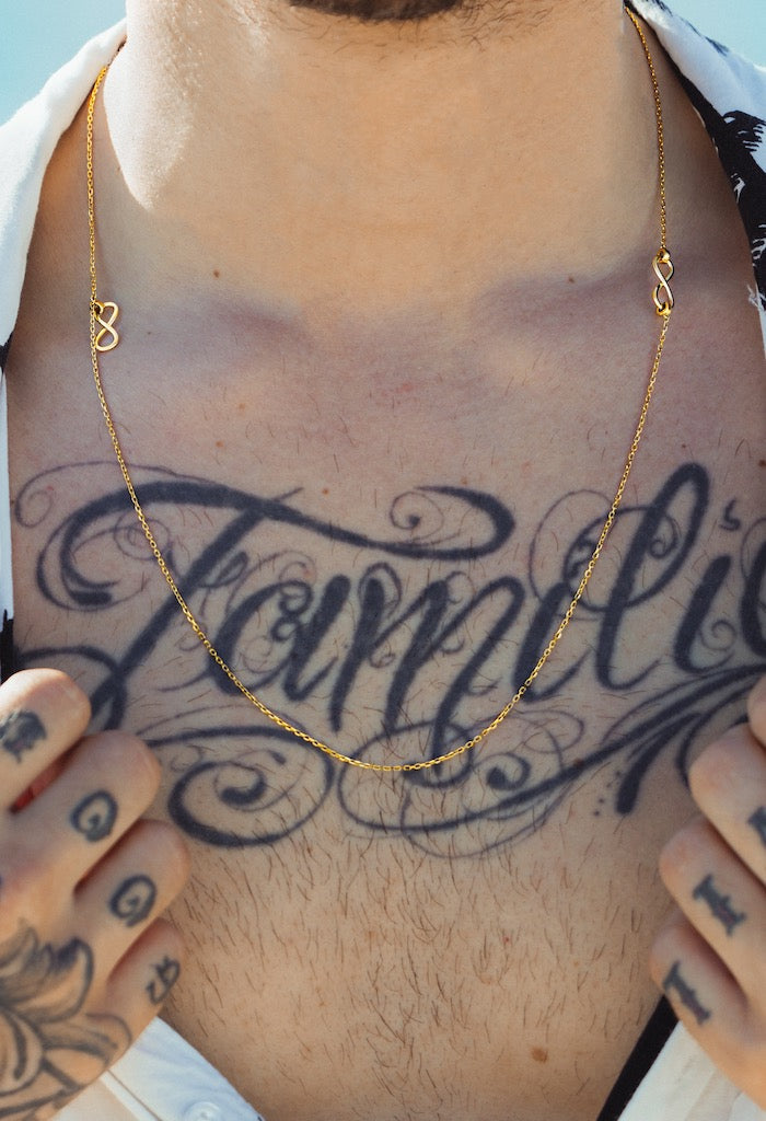 Infinity Silver Scapular with Yellow Gold Plating