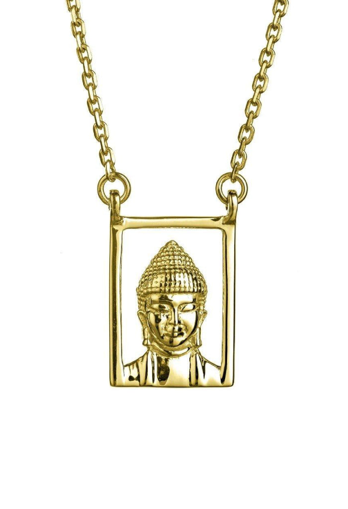 Silver Scapular with Yellow Gold Plated Buddha and Om