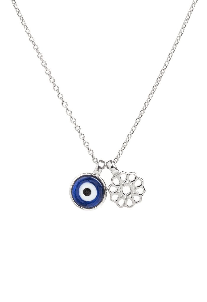 Greek Eye Necklace White Gold Cross Necklace Greek Eye Necklace