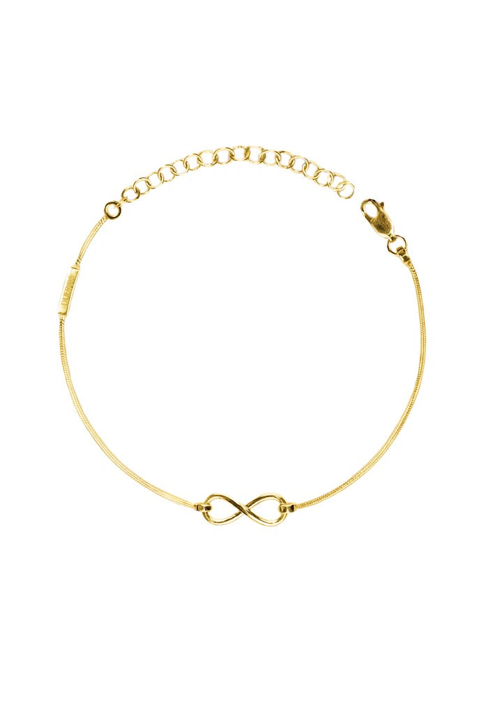 Pulseira de prata com banho de ouro amarelo Infinito
