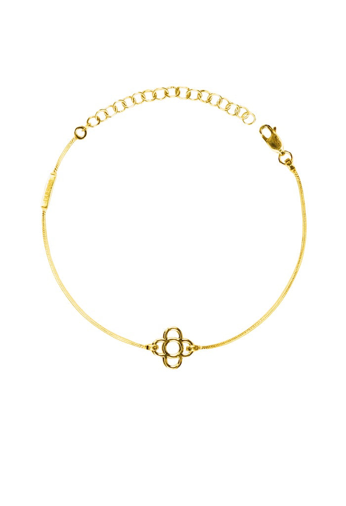 Pulsera Flor de Barcelona de Plata con Baño de Oro Amarillo