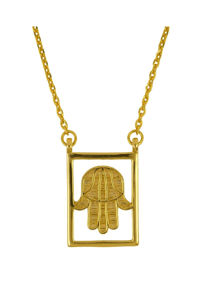 Silver Scapular with Yellow Gold Plated Hand of Fátima